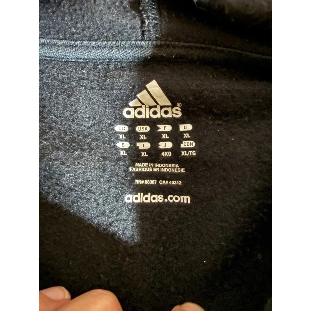 Adidas Mens Full Zip Hoodie Black Fleece Spellout‎ Logo Sweatshirt XL RN 88387